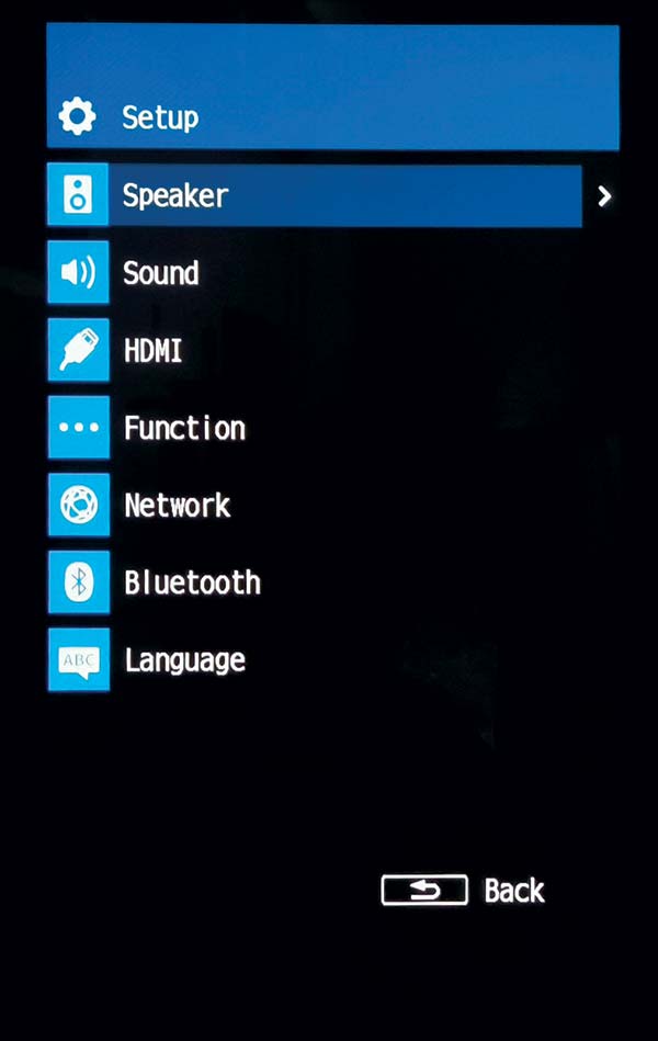 screenshot del menù