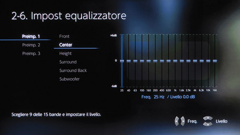 Per chi ne ha voglia, è possibile gestire manualmente l'equalizzazione dei singoli canali.