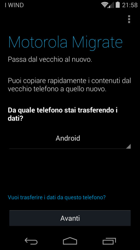 Per semplificare il passaggio dei dati dal vecchio al nuovo telefono ci viene in aiuto l’applicazione Migrate.