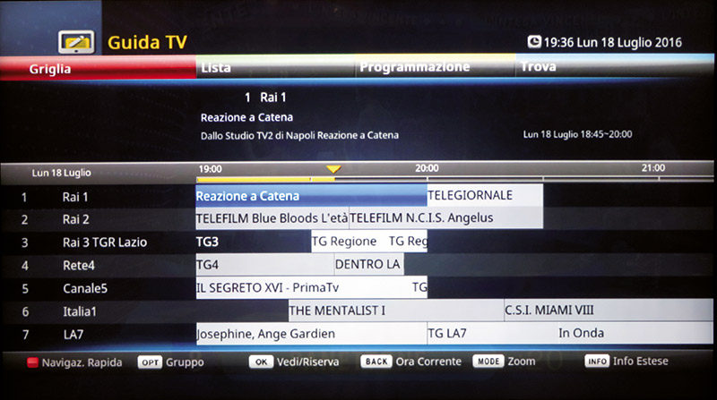 Piuttosto completa la guida ai programmi EPG.