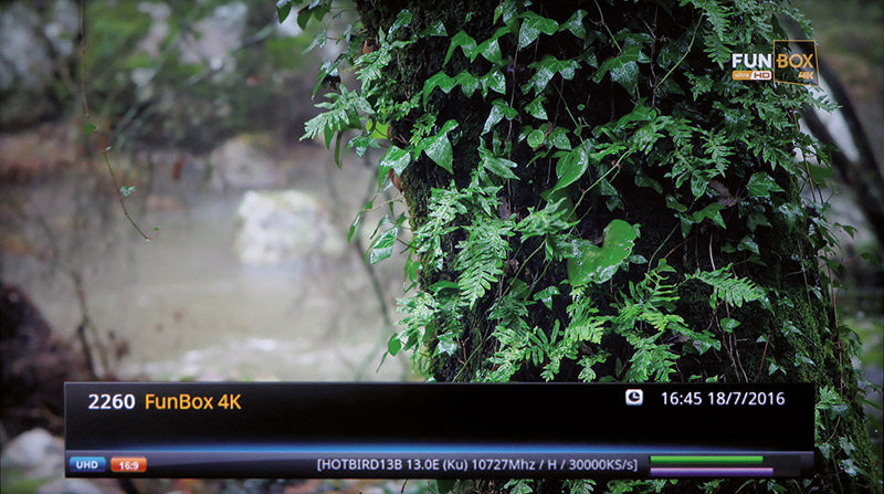 Notevole la qualità delle immagini trasmesse dal canale di test Funbox 4K.
