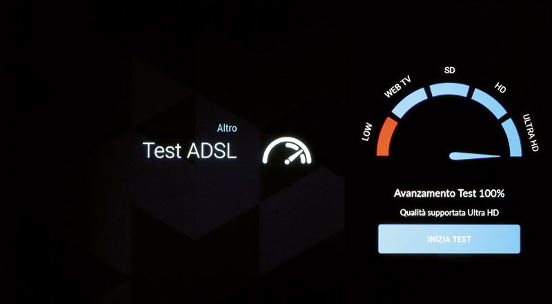 Il test della capacità di banda informa sulla massima qualità possibile in funzione della velocità della linea ADSL (o fibra).