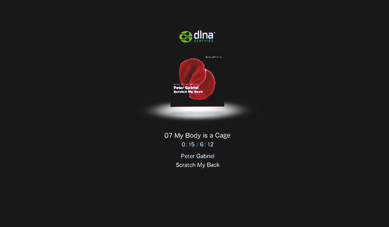 Con l'ascolto delle tracce via DLNA viene visualizzata la copertina dell'album, se presente nei metadati del brano.