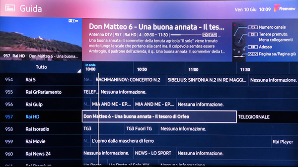 La guida programmi fornita dal TV è molto completa.