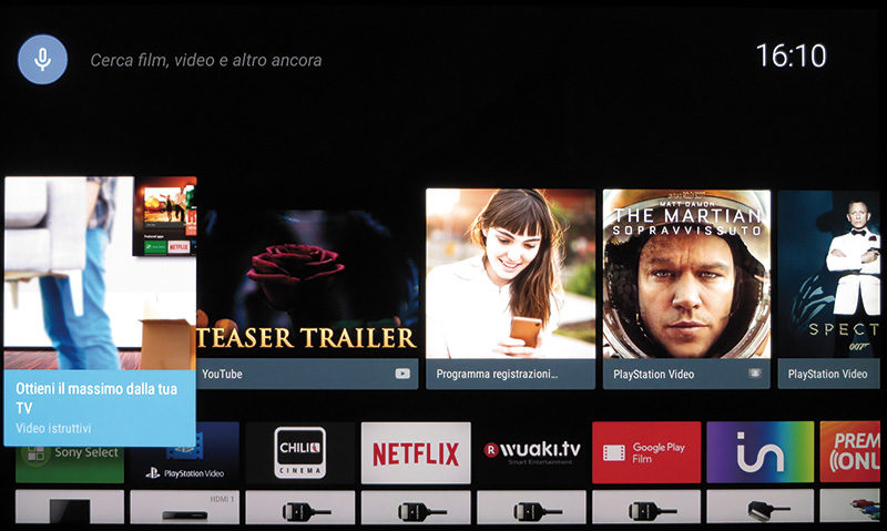 Con il sistema operativo Android TV le differenze tra l'interfaccia utente di un produttore e l'altro sono molto limitate.