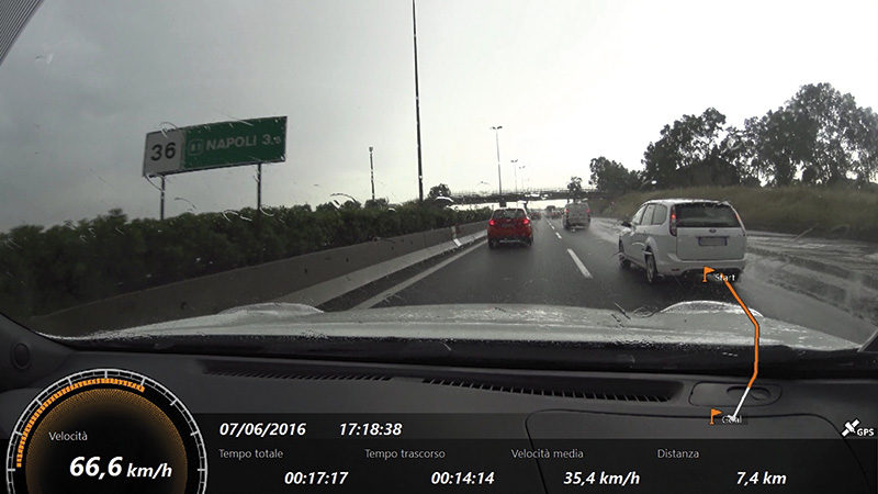 Un frame preso dal video che ho montato con i dati del GPS, grazie al software Action Cam Movie Creator di Sony.