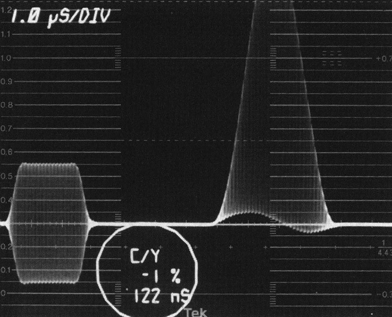In questa misura è evidenziato un ritardo di gruppo che provoca uno sfasamento luminanza-crominanza di 122 nS.
